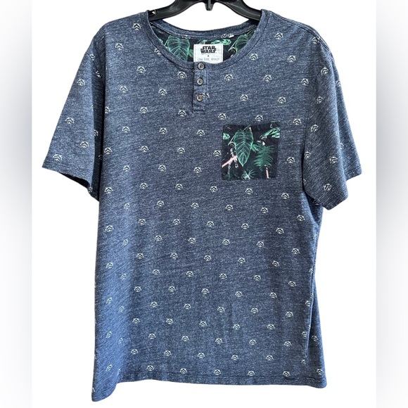 Star Wars Grey/blue T-Shirt Stormtrooper Darth Vader Casual Button Official L - Picture 3 of 13